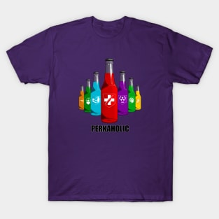 Zombie Perks in Triangle Perkaholic on Purple T-Shirt